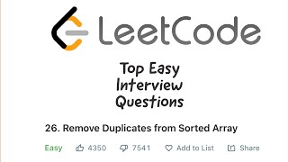 Leetcode: Remove Duplicates From Sorted Array (Facebook Interview Question)