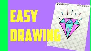 HOW TO DRAW A CUTE DIAMOND SUPER EASY AND KAWAII EASY DRAWING by Devlin Fox