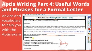 Aptis Writing Part 4: Useful Words and Phrases for a Formal Letter