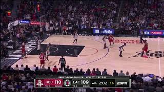 James Harden Step Back And One Over Patrick Beverly and Paul George