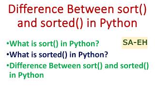 Difference between sort() and sorted() in Python | sort() vs sorted() in Python | CBSE