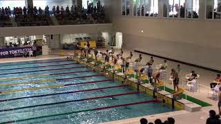 関西学生春季短水路公認記録会 2018 50m 自由形 1コース 平松聖隆 5コース 寺田弘剛 8コース 角谷真波呂