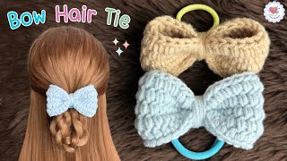 Lovely 🎀 Crochet Bow Hair Tie / Crochet Tutorial