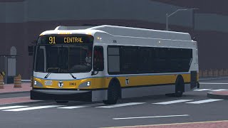 MBTA: New Flyer XDE40 3005 on the 91 to Central Square (Roblox)