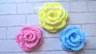 TUTORIAL ♥ Rosas tejidas muy fácil rápido de hacer | flor tejida  paso a paso (CraftyMaluz)