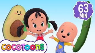 Frutas y verduras 🍉🥦🥕 y más canciones infantiles de Cleo y Cuquin | Cocotoons