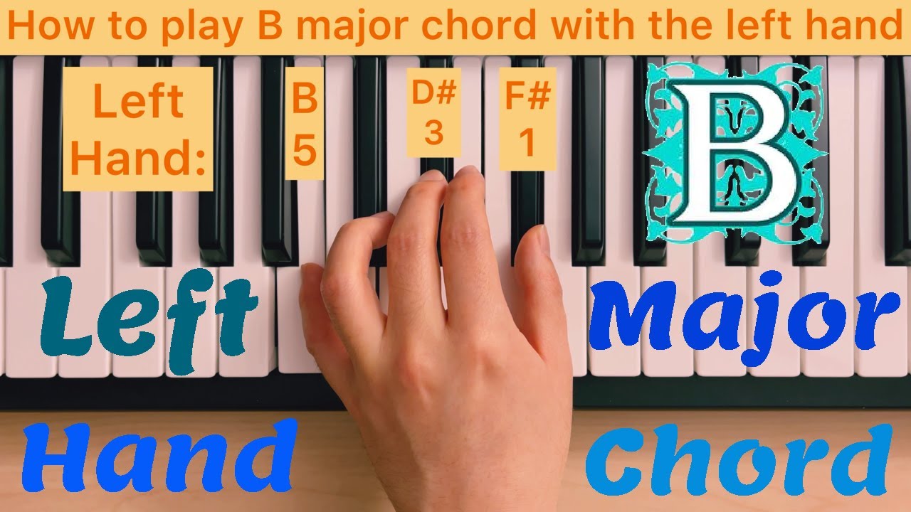 Piano Lesson 122: How To Play B Major Chord With The Left Hand Step By ...