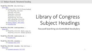 Searching for sources through Library of Congress Subject Headings