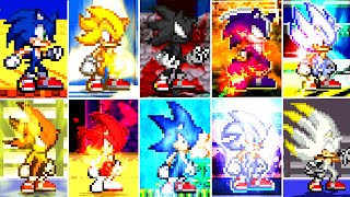 TODAS AS TRANSFORMAÇÕES DO SONIC, SUPER, DARK, FIRE, TRUE HYPER, FALSE, UI E MUI! {All Forms Sonic}