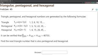 Project Euler 45: Triangular, pentagonal, and hexagonal