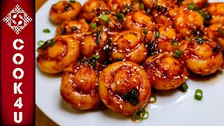 Korean Chilli Garlic Potato Bites | Better Than Noodles | Garlic Seasoned Potatoes Mushroom Noodles