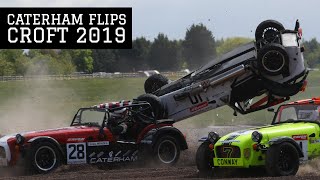 Caterham crashes and flips causing carnage at Croft - Caterham Roadsport Championship 2019