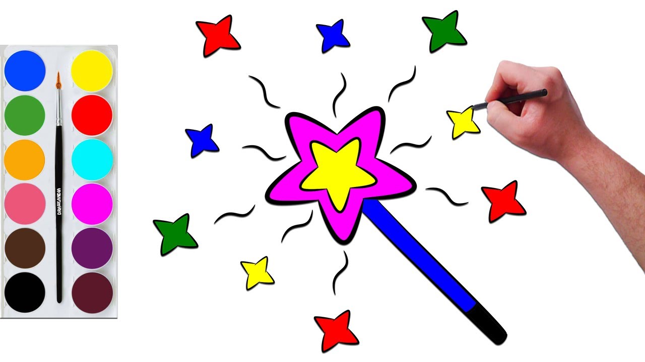 How To Draw And Color A Magic Wand - Drawing Tutorial For Kids - Step ...