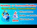 Hashmap vs ConcurrentHashMap in java | collections framework | java tutorials