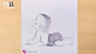 Cute Baby watching her mother pencildrawing@TaposhiartsAcademy