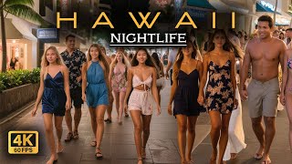 【4K】Waikiki Nightlife Walking Tour | Bustling Streets Young Vibes Honolulu, Hawaii #hawaii #waikiki