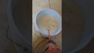 Dry mix with paint mixer.