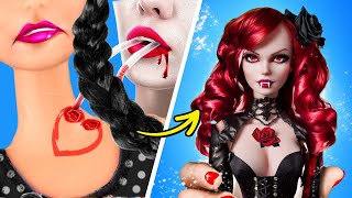 From Wednesday Addams to Vampire Transformation! 🧛‍♀️🌹 *EPIC Doll Crafts and Makeovers*