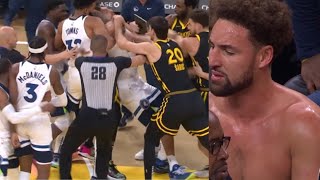 KLAY & DRAYMOND SHOCKING FIGHT VS GOBERT & WOLVES! GOES AT EACH OTHER NECK JERSEYS TORN! FULL FIGHT!