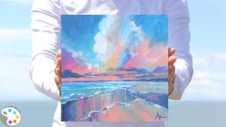 Sunset Beach Painting / Acrylic Painting / Step-by-Step Tutorial