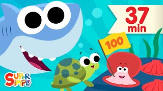 Let's Count To 100 with Finny The Shark | 40 Minutes of Kids Songs | Super Simple Songs