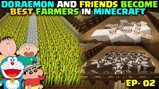 Doraemon and friends become farmer in minecraft I shinchan minecraft I doraemon minecraft I granny