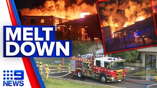 Crime scene declared after massive blaze tears down Melbourne factory | 9 News Australia