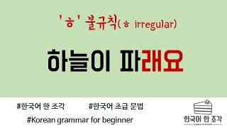 [한국어 초급 문법] ㅎ 불규칙 ㅎ irregular  Korean basic grammar 하늘이 파래요