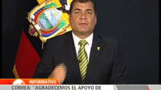 Presidente Correa agradece el apoyo de América y el Mundo en caso Assange