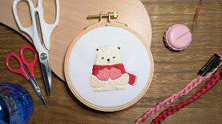 Making \u0026 Stitching a Chilly Polar Bear Embroidery