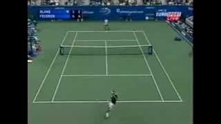 Federer backhand lob vs Blake - US Open 2003