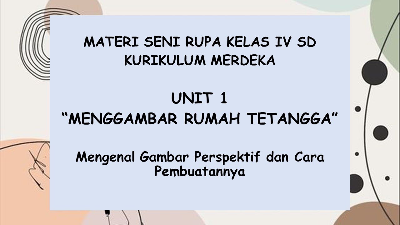 MATERI SENI RUPA KELAS 4 SD UNIT 1 MENGGAMBAR RUMAH TETANGGA KURIKULUM ...