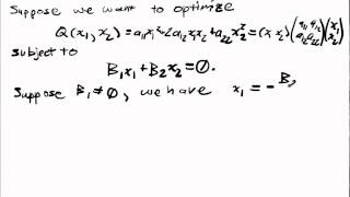 Optimization of Quadratic Forms Lecture Part 4: Linear Constraints on Quadratic Forms