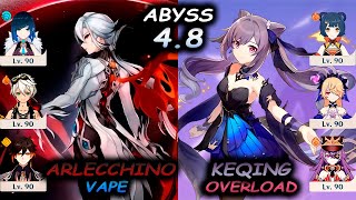 C3 Arlecchino Vape & C2 Keqing Overload | Spiral Abyss 4.8 | Genshin Impact | 4K