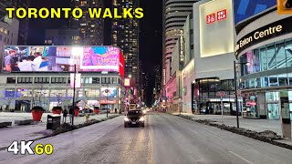 Below Freezing Downtown Toronto Night Walk on February 8, 2021