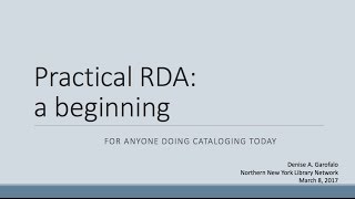 Practical RDA: an introduction