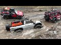 rc cars in hard mud 2022 traxxas trx4 wrangler defender and sport