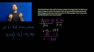 Two-step equation word problem: Oranges (ASL)