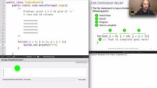 Print rows and columns using a nested for loop in Java