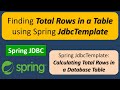 Finding Total Rows in a Table using Spring JdbcTemplate | Spring JDBC Tutorial