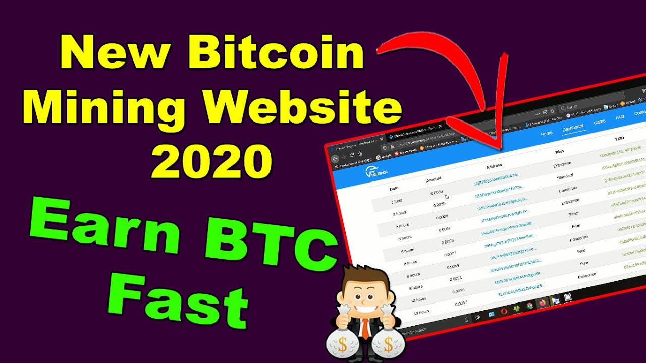 New Free Bitcoin Cloud Mining Website 2020 - Earn BTC Fast - YouTube