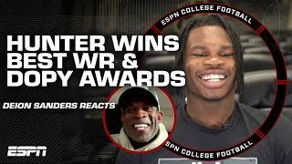 Deion Sanders reacts to Travis Hunter winning the Biletnikoff Outstanding Receiver award 🏆