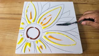 Abstract Sunflower Painting / Easy & Simple For Beginners / Acrylic Painting Technique