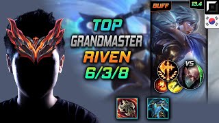 천상계 탑 리븐 템트리 룬 굶드라 정복자 - GrandMaster Riven Top vs Singed - 롤 KR 13.4