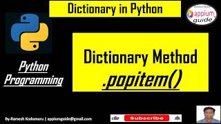 Python Dictionary #7 | popitem() Method