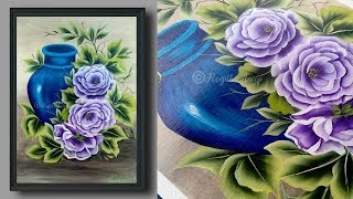 Easy acrylic painting for beginners | flower vase painting tutorial | painting tutorial