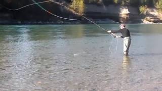 Even old men swing. Slowly. Double Spey, cack handed.