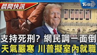 支持執行死刑?最新網路民調一面倒 CNN:預期天氣嚴寒川普改室內就職｜TVBS晨間快訊｜TVBS新聞20250118 @TVBSNEWS01