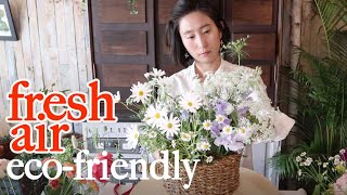 플라워레슨 67 친환경 꽃 바구니 만들기 / Flower lesson 67 Eco-friendly flower basket