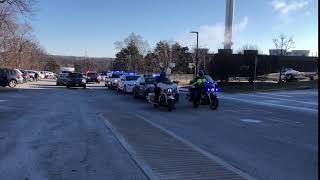 A motorcade escorts the body of fallen Worcester Firefighter Christopher Roy to Boston